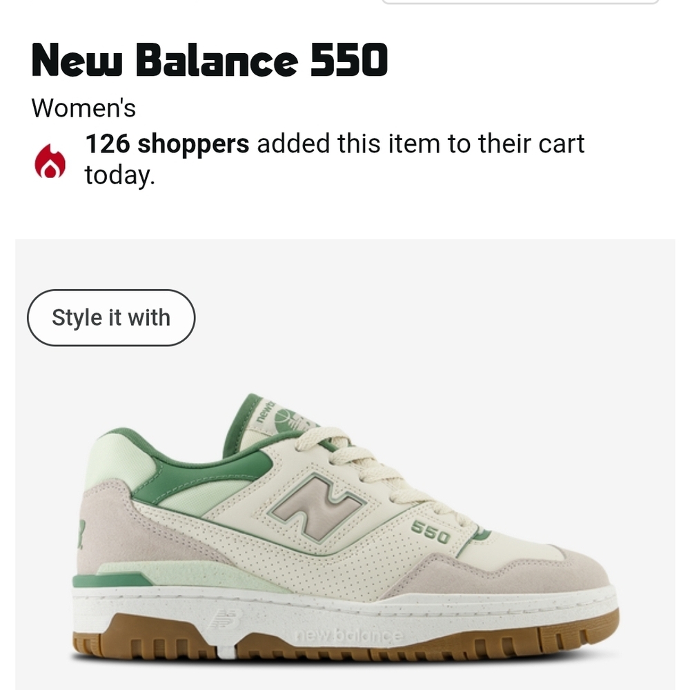 New Balance Women's 550 Green Sneakers